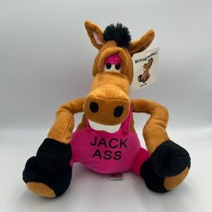 Stuffed Jackass Democrat Donkey Pink Overalls Vintage Novelty Plush Gag Gift New